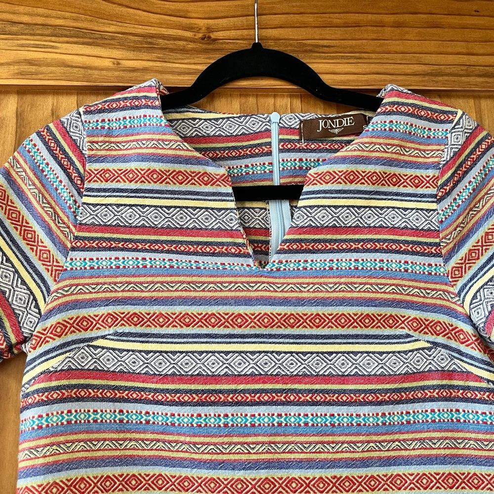 Vintage Striped Short Sleeve Cotton Dress by Jondie Size S - Picture 4 of 10